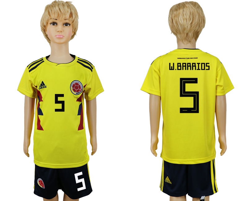 2018 World Cup Children football jersey Columbia CHIRLDREN #5 W.